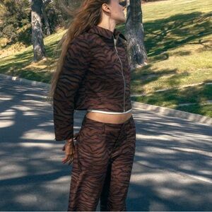 Zara Brown Animal Print Track Pants & Jacket